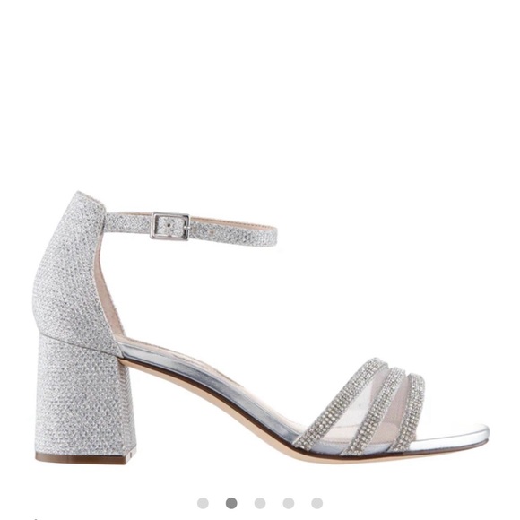 Nina Nagida Silver Metallic Textured Block-heel sandal size 8M - Picture 2 of 14